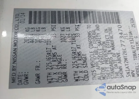 2014 Nissan Rogue S z USA, uszkodzony, nr VIN 5N1AT2MT2EC773470